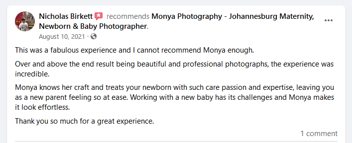 monya photography client reveiw