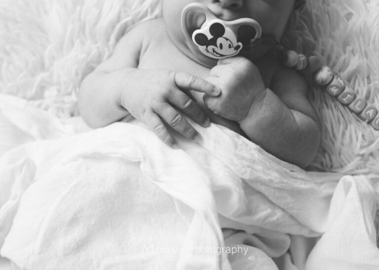 black and white baby photo