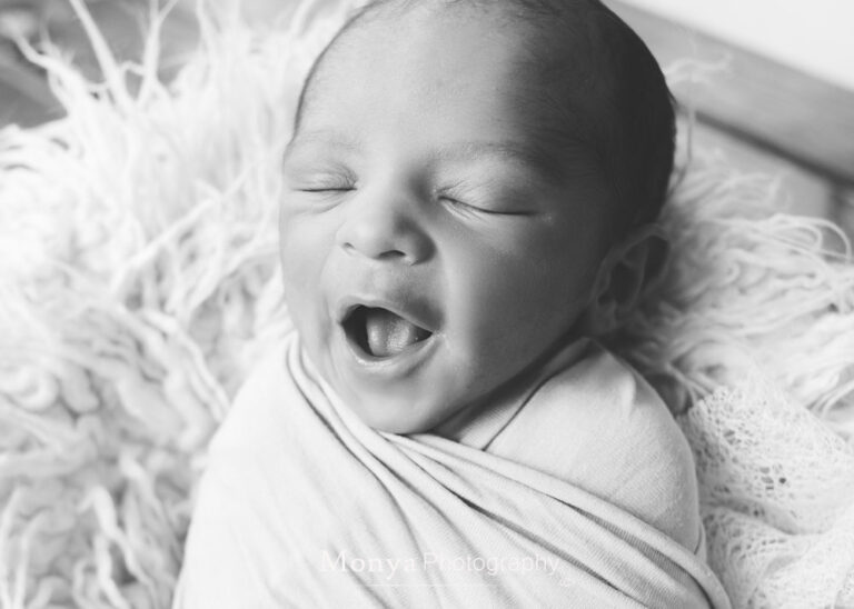black and white baby photo